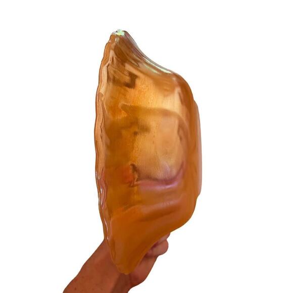 VTG Fire King Anchor Hocking Orange Peach Luster Swirl Serving Bowl 8 1/2” USA - Picture 4 of 4